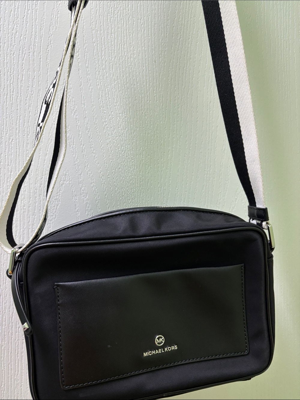 Michael Kors Black Crossbody with Contrasting Logo Strap